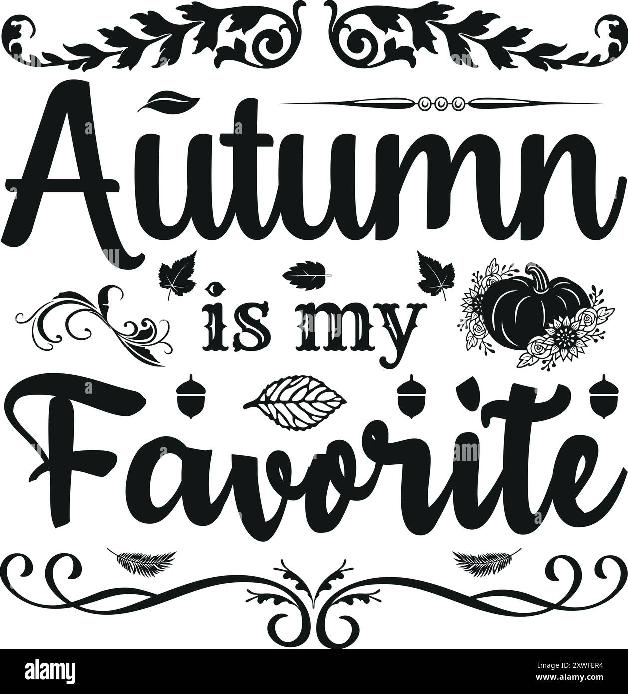 Fall Lettering Svg Autumn SVG Design Lettering Concept Typography T-Shirt Design Stock ...