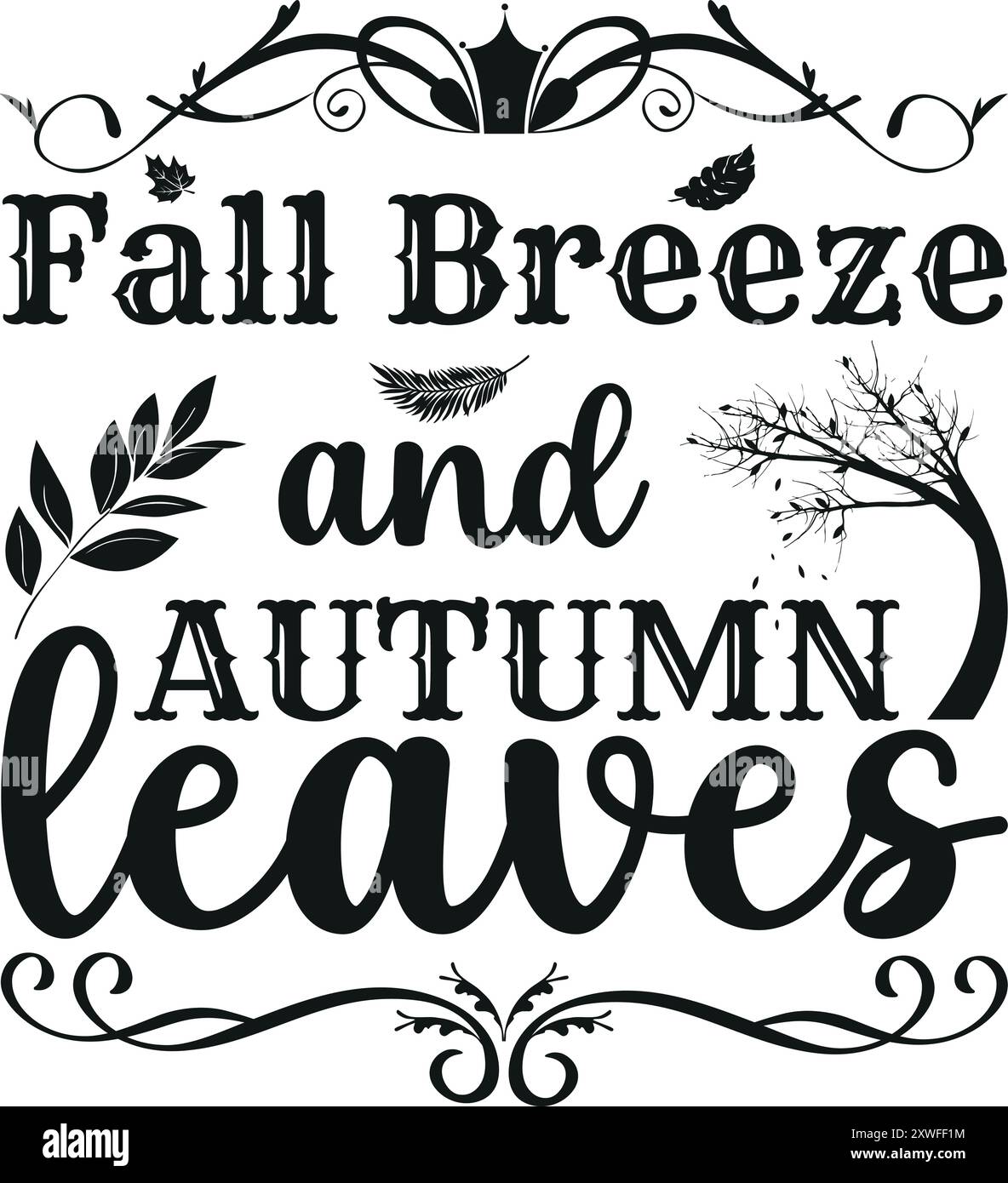 Fall Lettering Svg Autumn SVG Design Lettering Concept Typography T-Shirt Design Stock ...