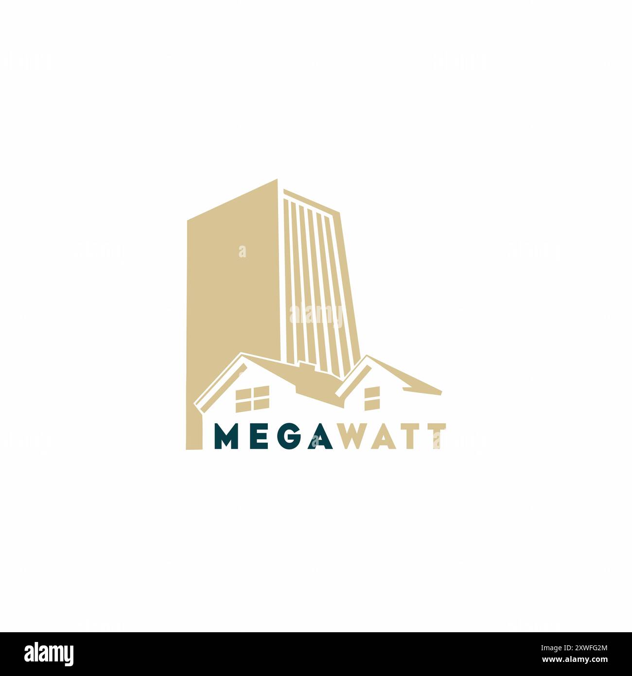 Real estate logo featuring a stylized building and house for construction branding Stock Vector