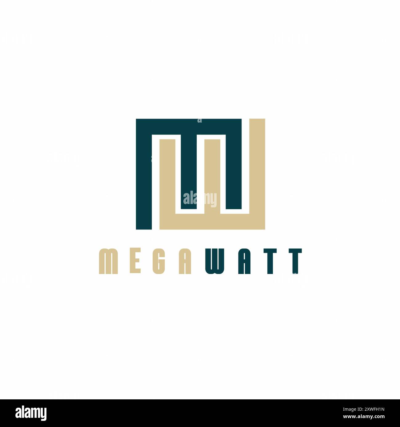 Minimalist letter MW monogram logo for electrical engineering brand identity and corporate marketing Stock Vector