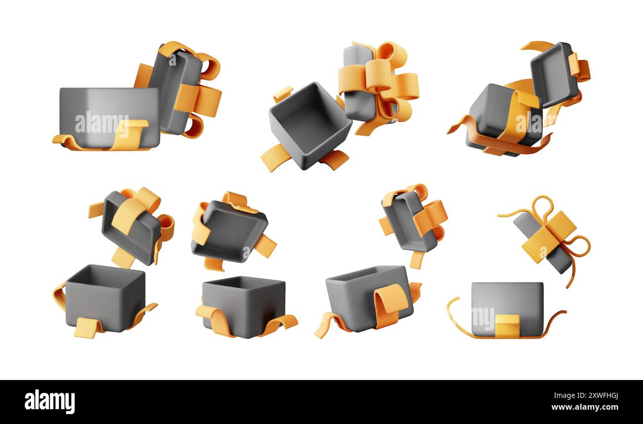 3D open gift box set isolated Stock Vector Image & Art - Alamy
