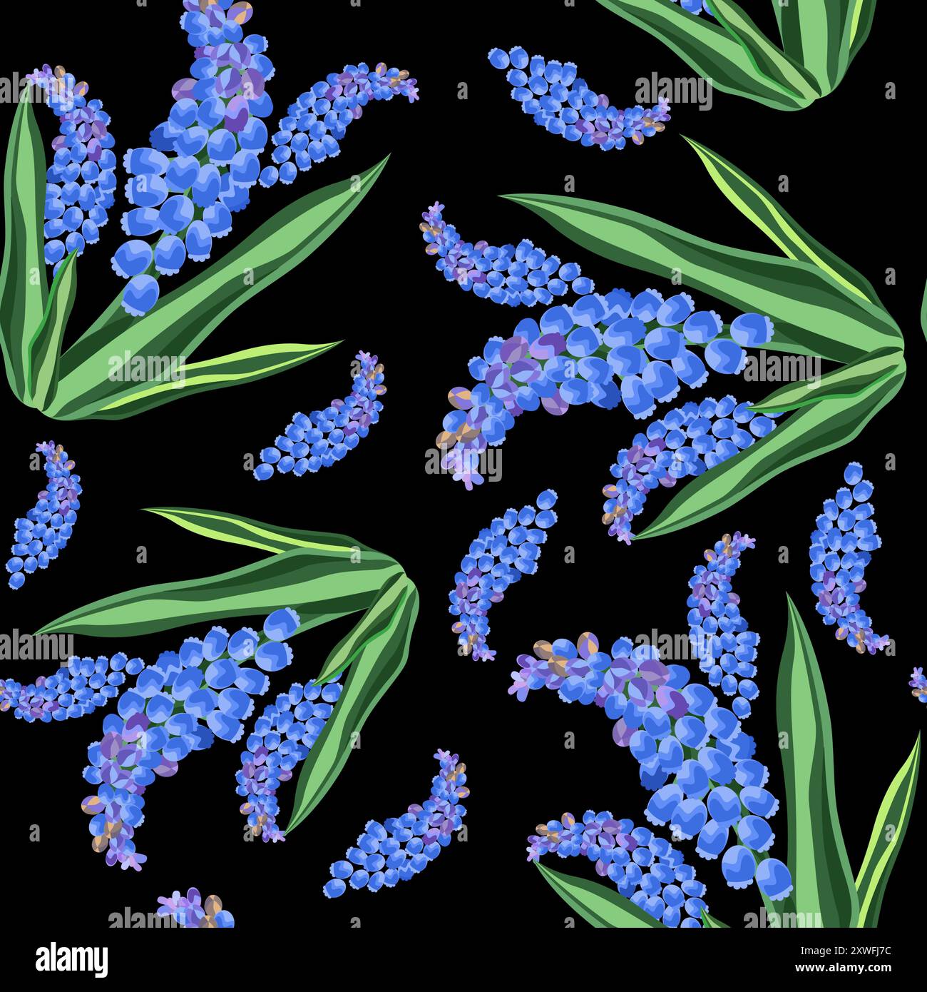Seamless floral pattern with muscari flowers vector illustration Stock Vector