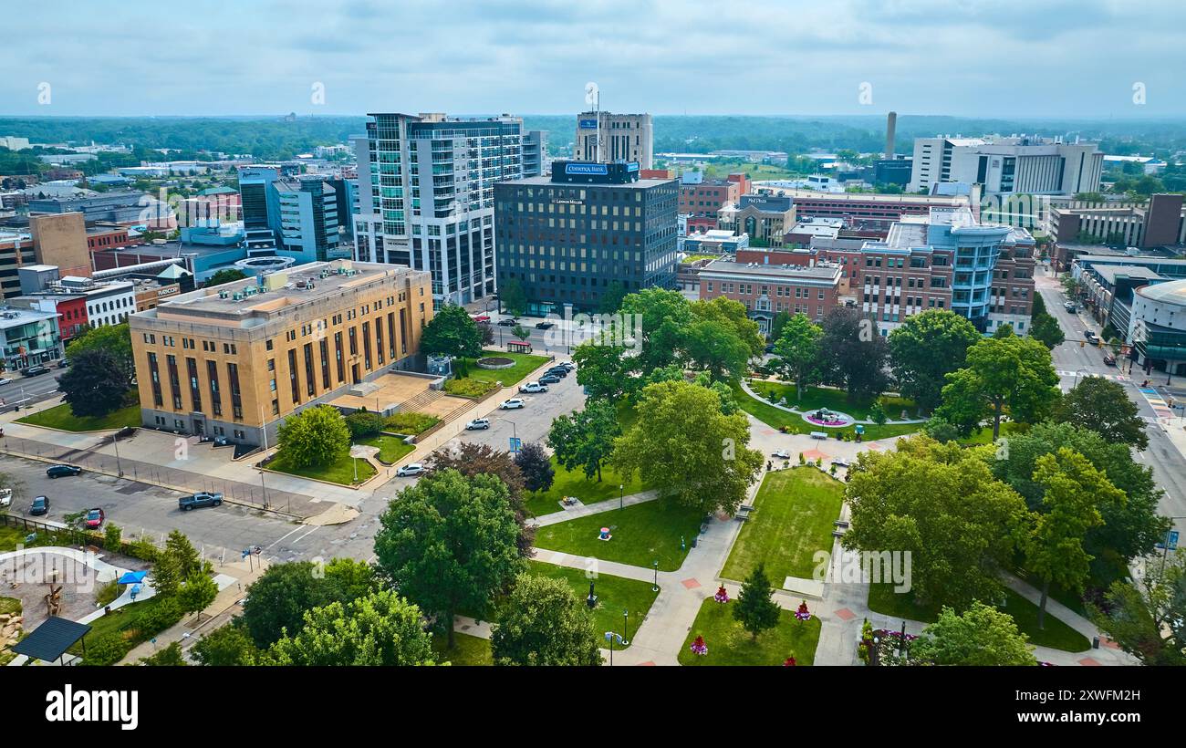 Aerial View of Bronson Park and Downtown Kalamazoo Stock Photo Alamy