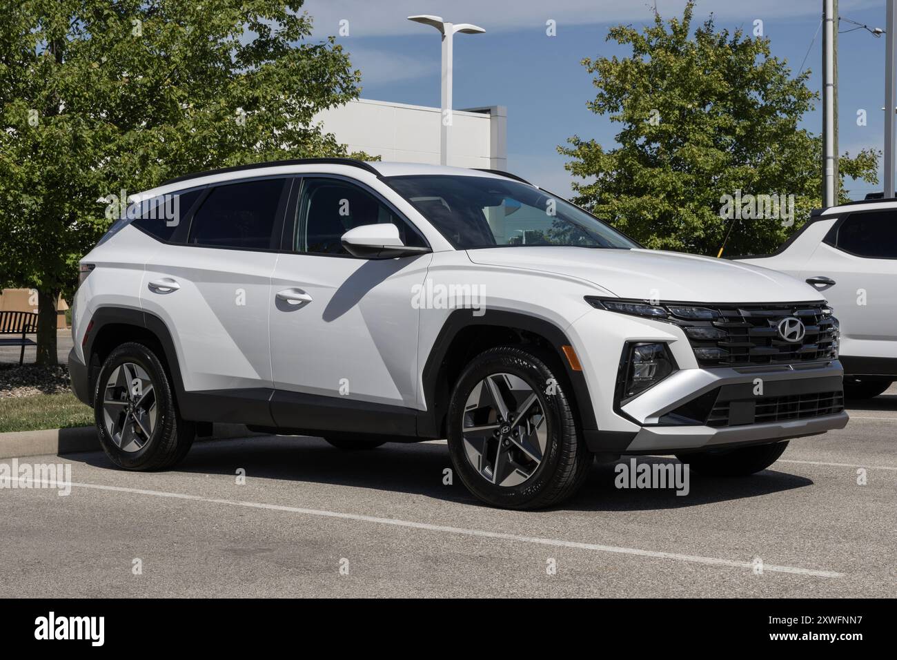 Avon - August 11, 2024: Hyundai Tucson SEL display at a dealership. Hyundai offers the Tucson with a Smartstream 2.5L 4-Cylinder engine. MY:2025 Stock Photo