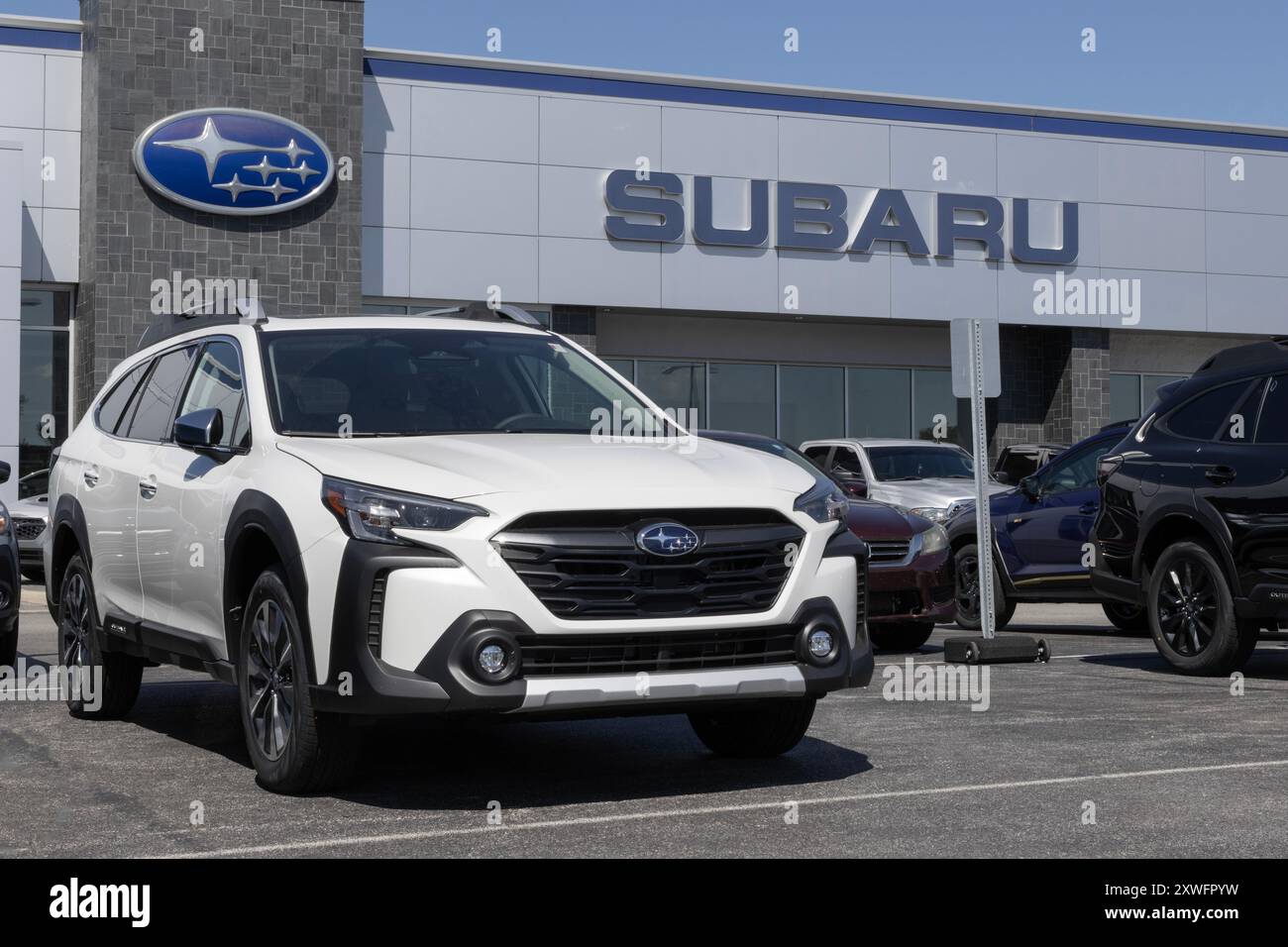 Lafayette - August 10, 2024: Subaru Outback Touring display. Subaru offers the Outback with a 2.5L 4-Cylinder BOXER engine. MY:2024 Stock Photo