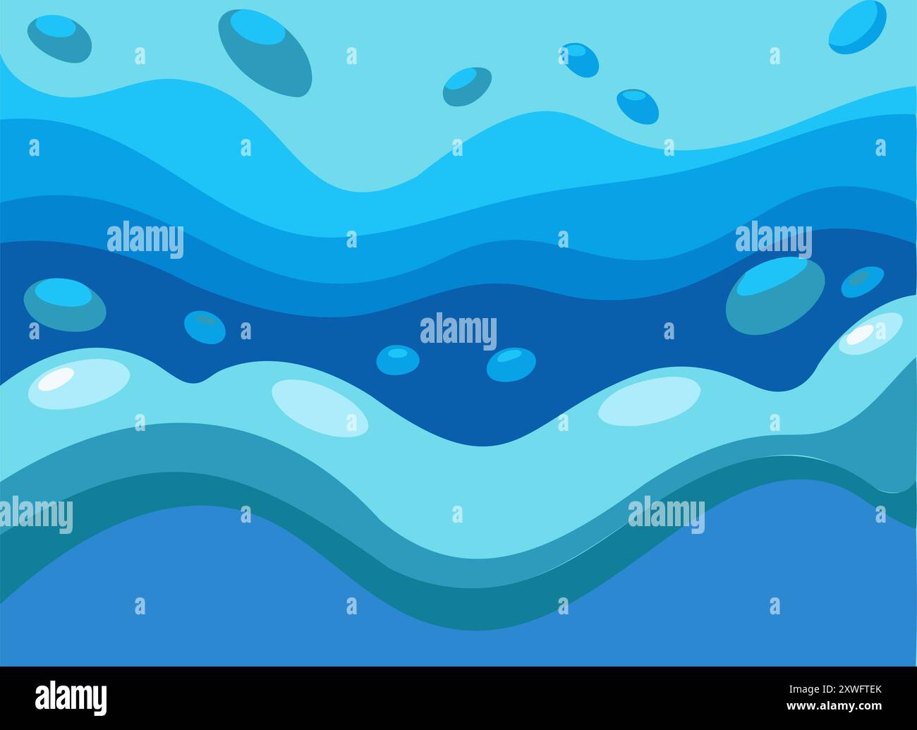 Tranquil Blue Abstract Waves Vector - Soothing Ocean Illustration Stock ...