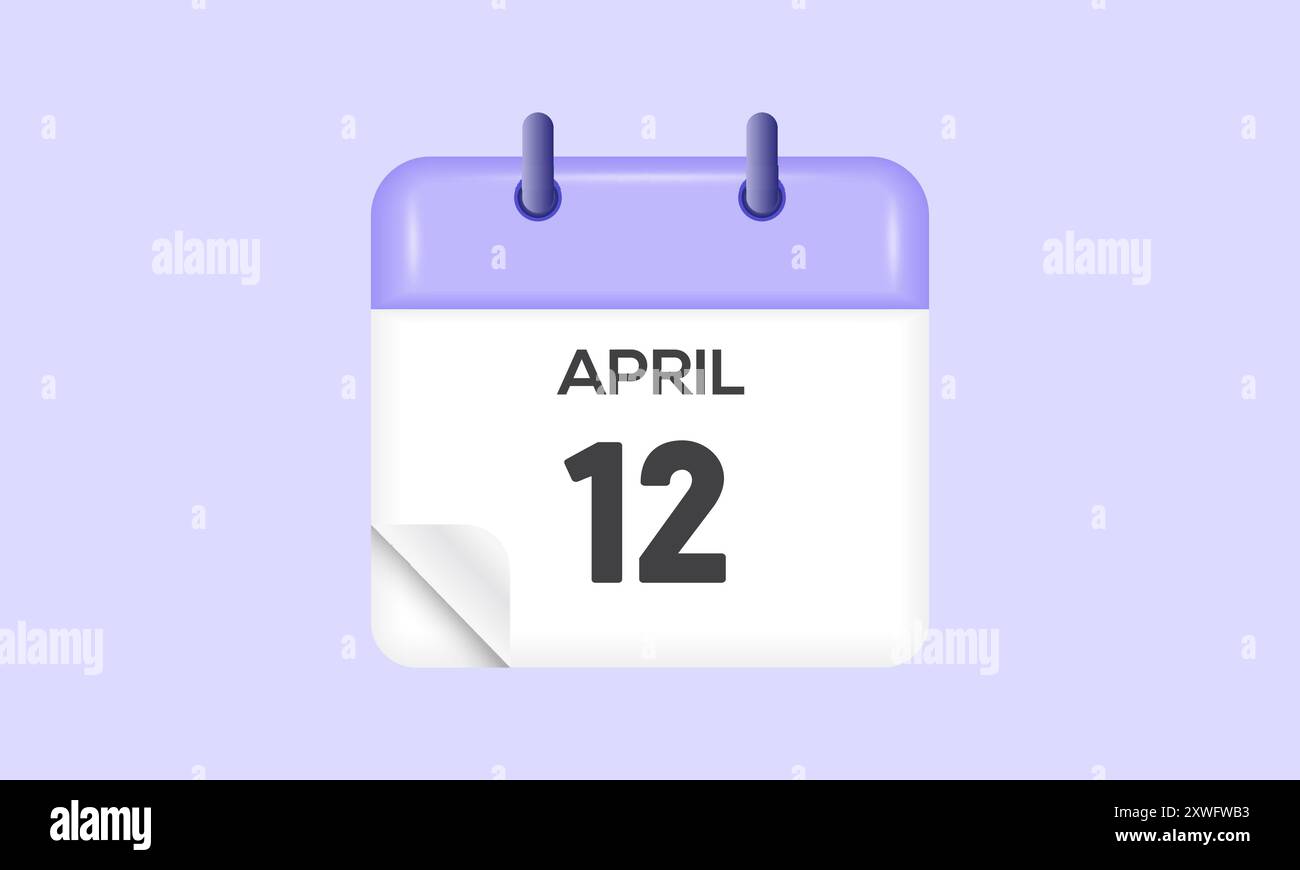 April 12 - calendar and Time planner. Daily Calendar Icon reminder ...