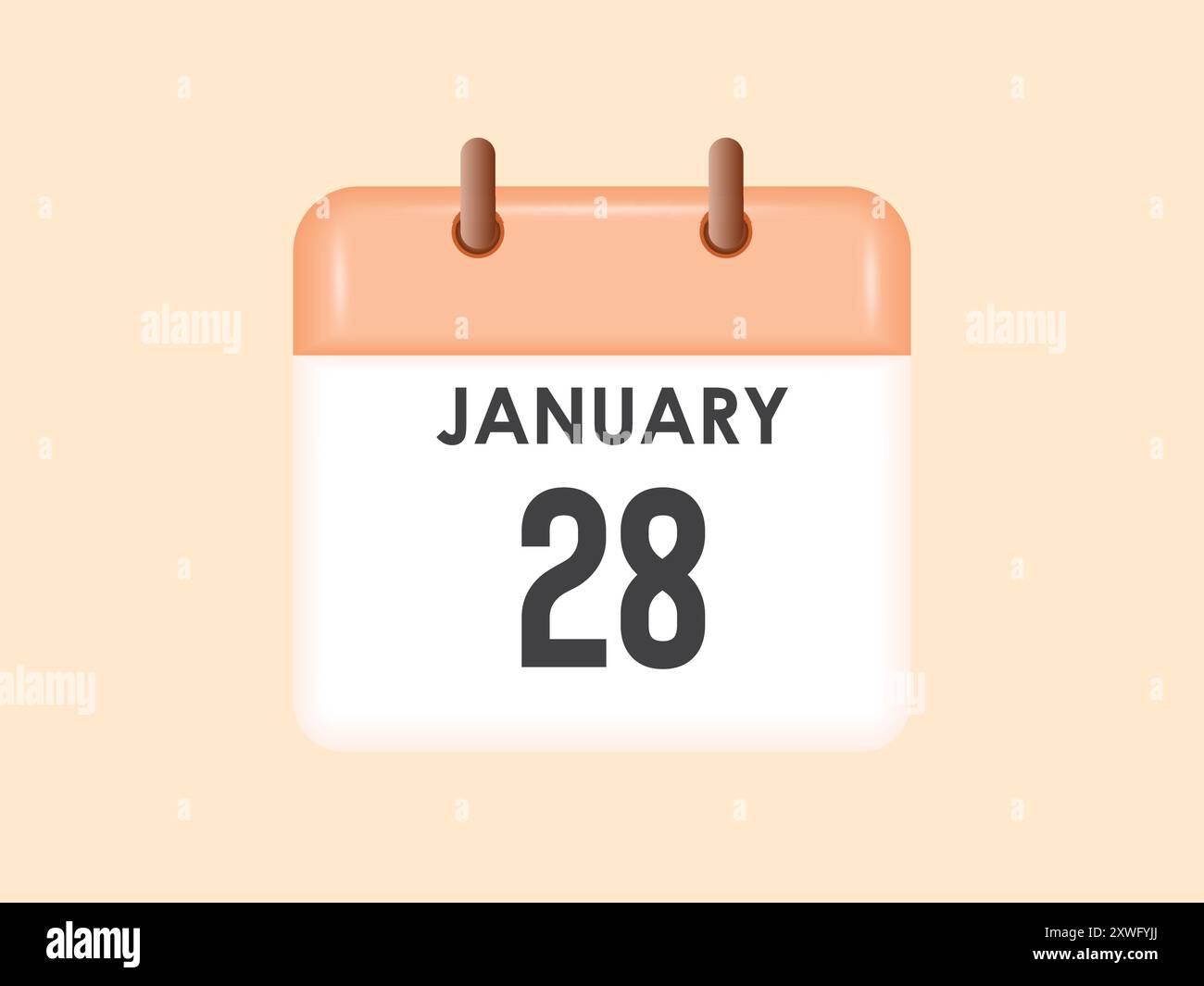 January 28 calendar and Time planner. Daily Calendar Icon reminder