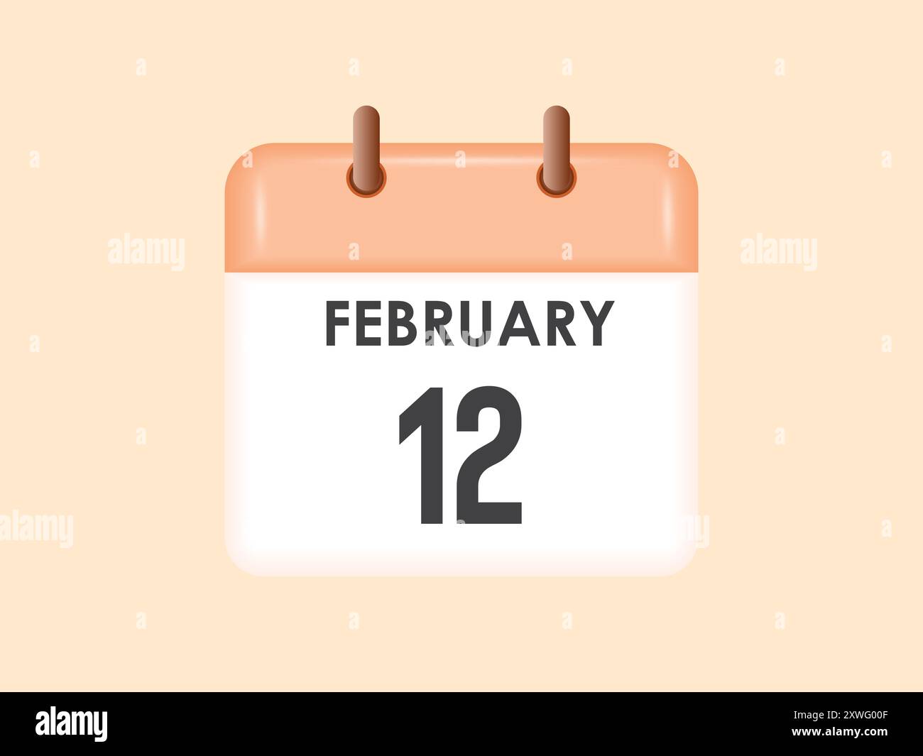February 12 - calendar and Time planner. Daily Calendar Icon reminder ...
