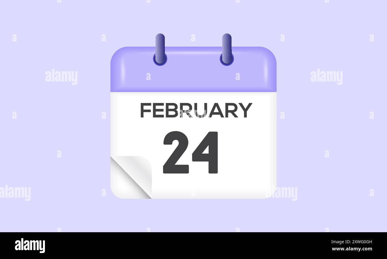 February 24 calendar and Time planner. Daily Calendar Icon reminder