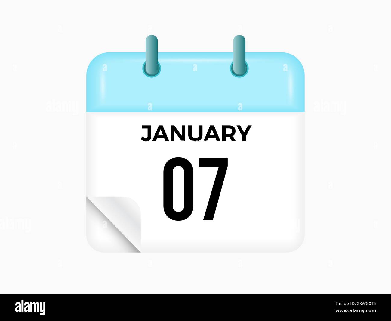 January 7 - calendar and Time planner. Daily Calendar Icon reminder ...