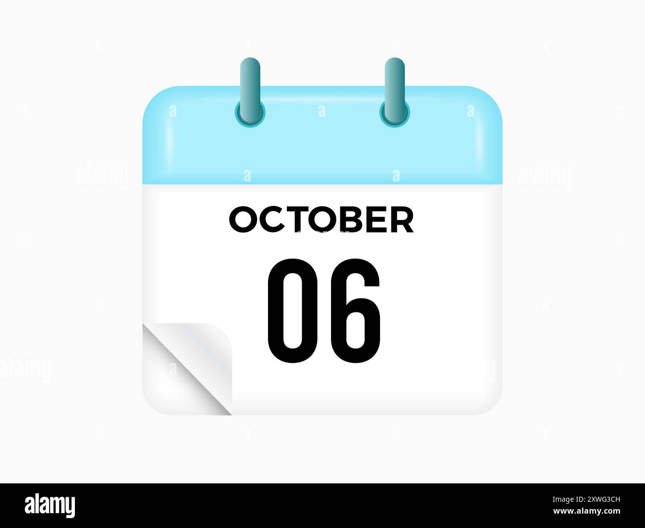 October 6 calendar and Time planner. Daily Calendar Icon reminder