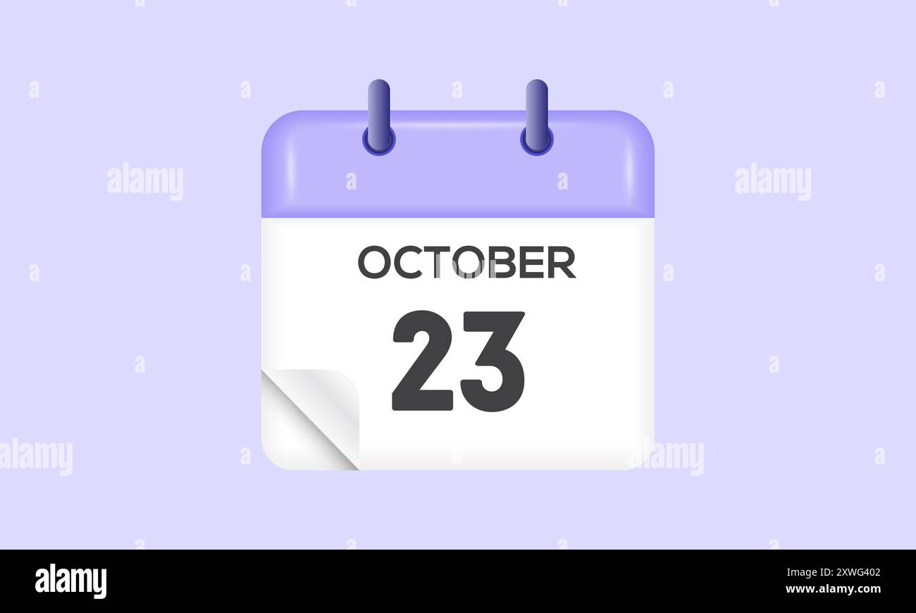 October 23 calendar and Time - October 23 Calendar And Time Planner Daily Calendar Icon Reminder Vector Illustration 2XWG402 