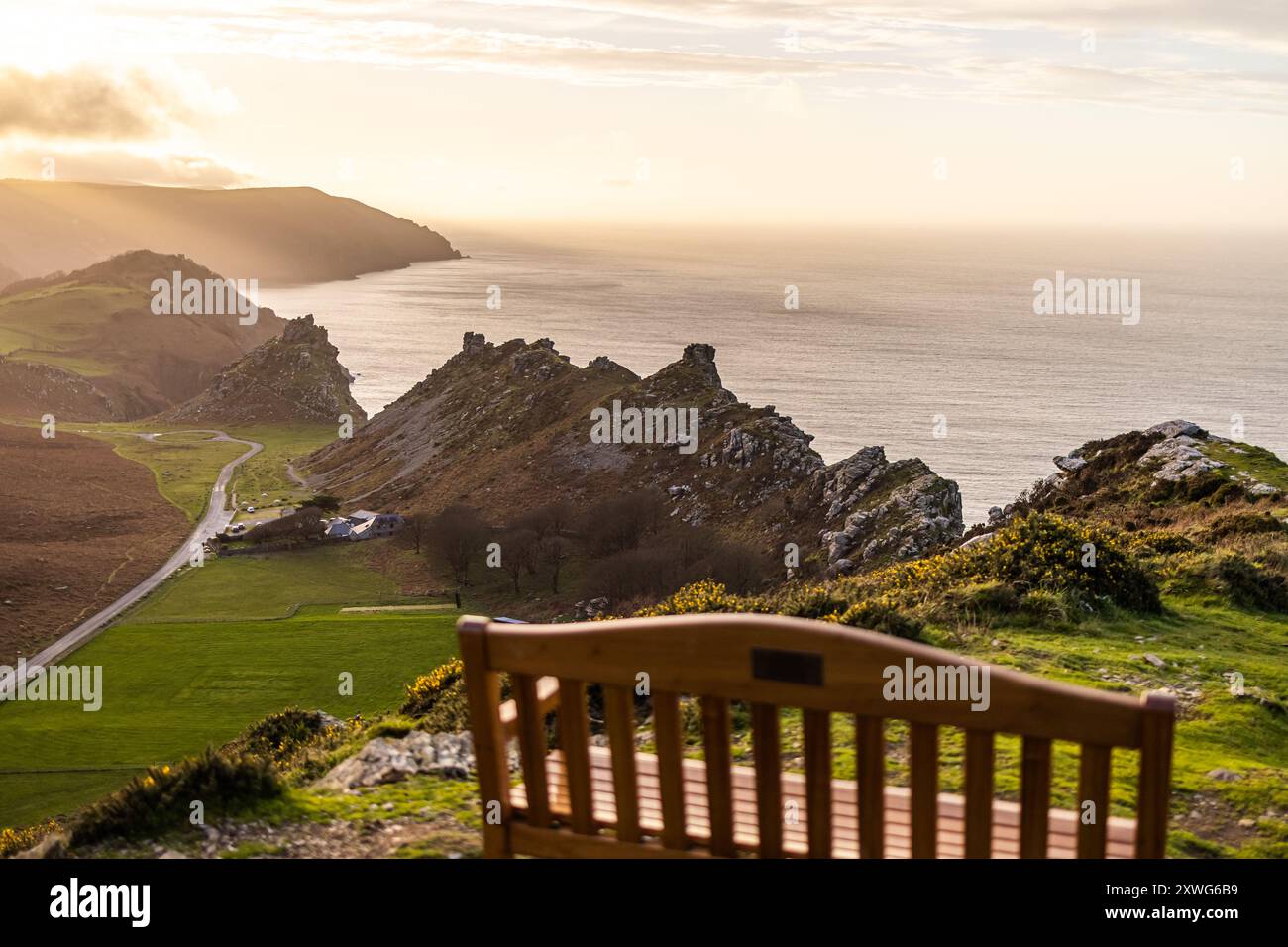 Valley of Rocks, Lynmouth, Lynton popular hiking spot. Stock Photo