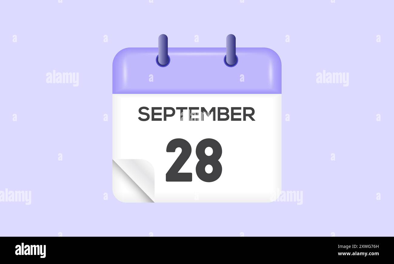 September 28 - calendar and Time planner. Daily Calendar Icon reminder. Vector Illustration Stock Vector Image & Art - Alamy