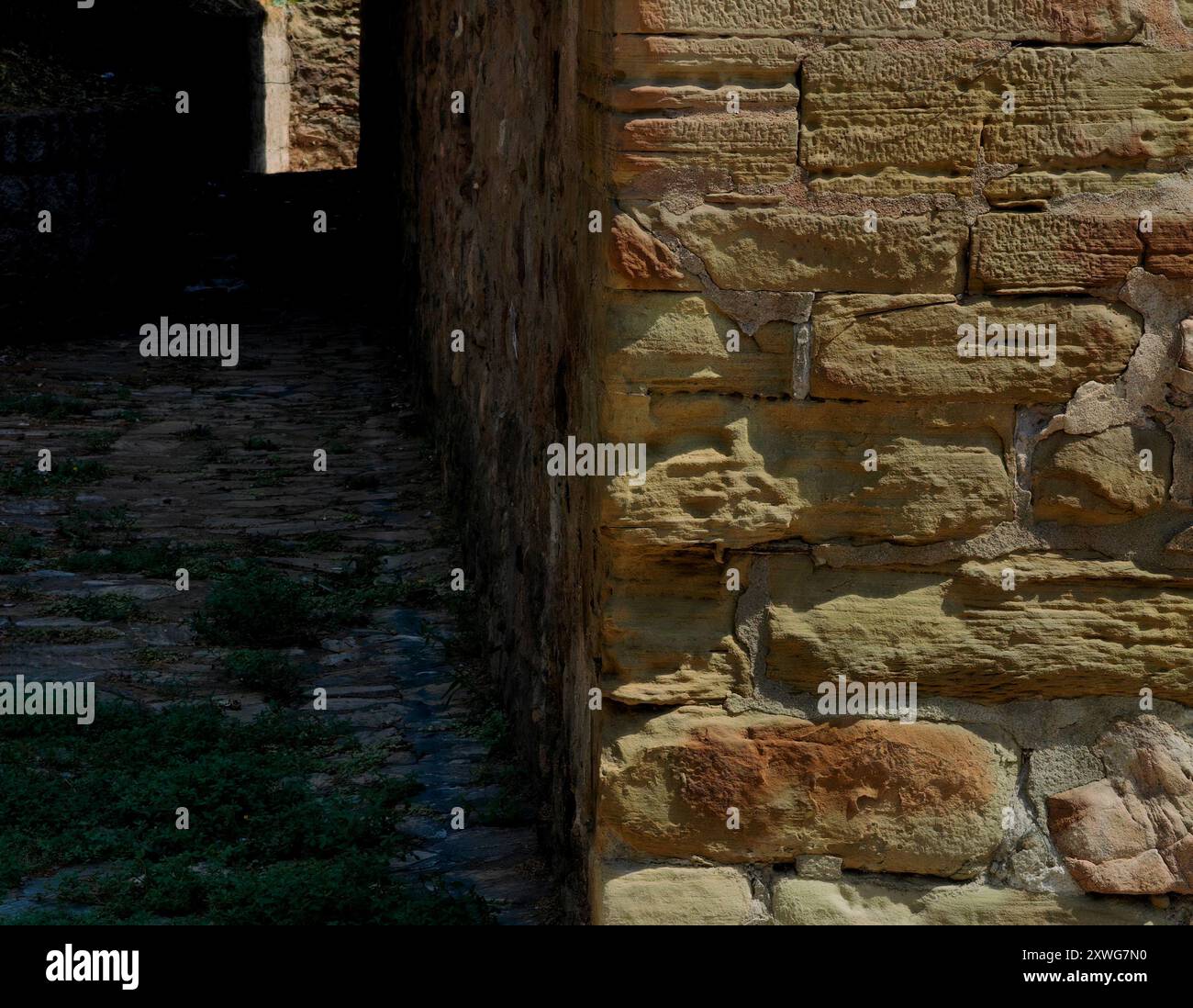 Alley Street Passage: Old Stone Wall Leading to Light at the End of the ...