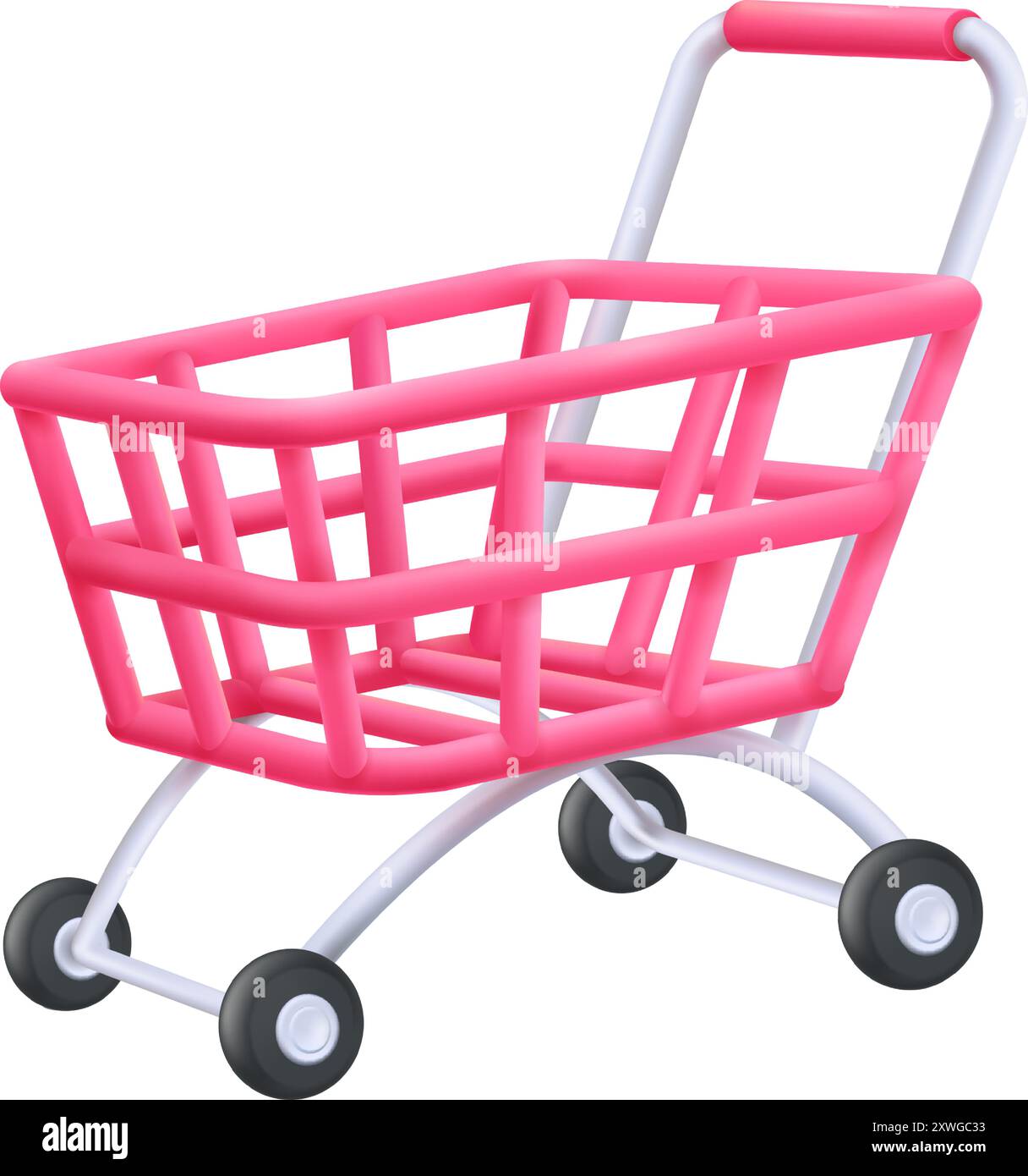 Supermarket cart 3d render. Realistic shopping icon isolated on white ...