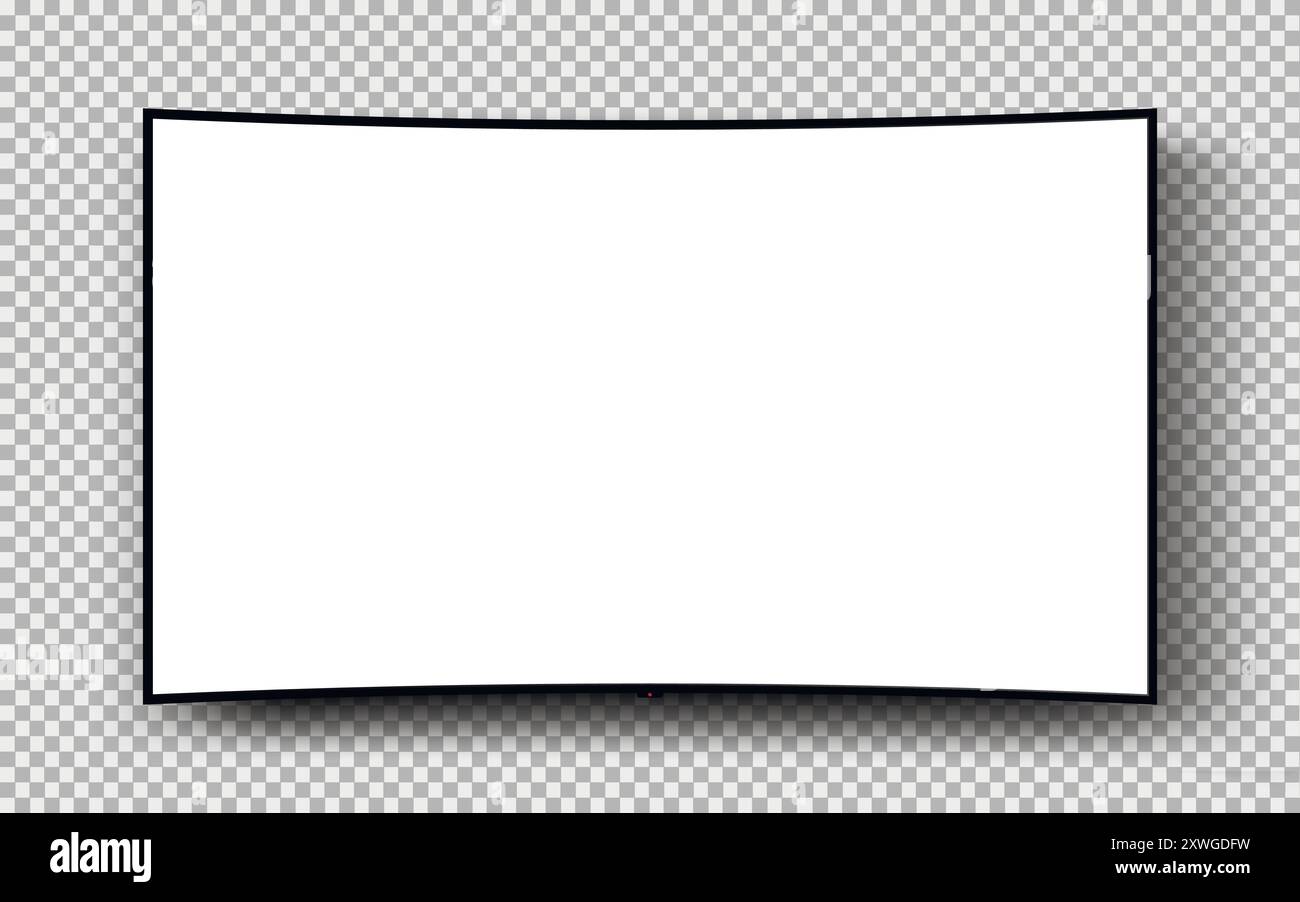 Modern curved TV with blank screen mockup. Vector illustration Stock ...