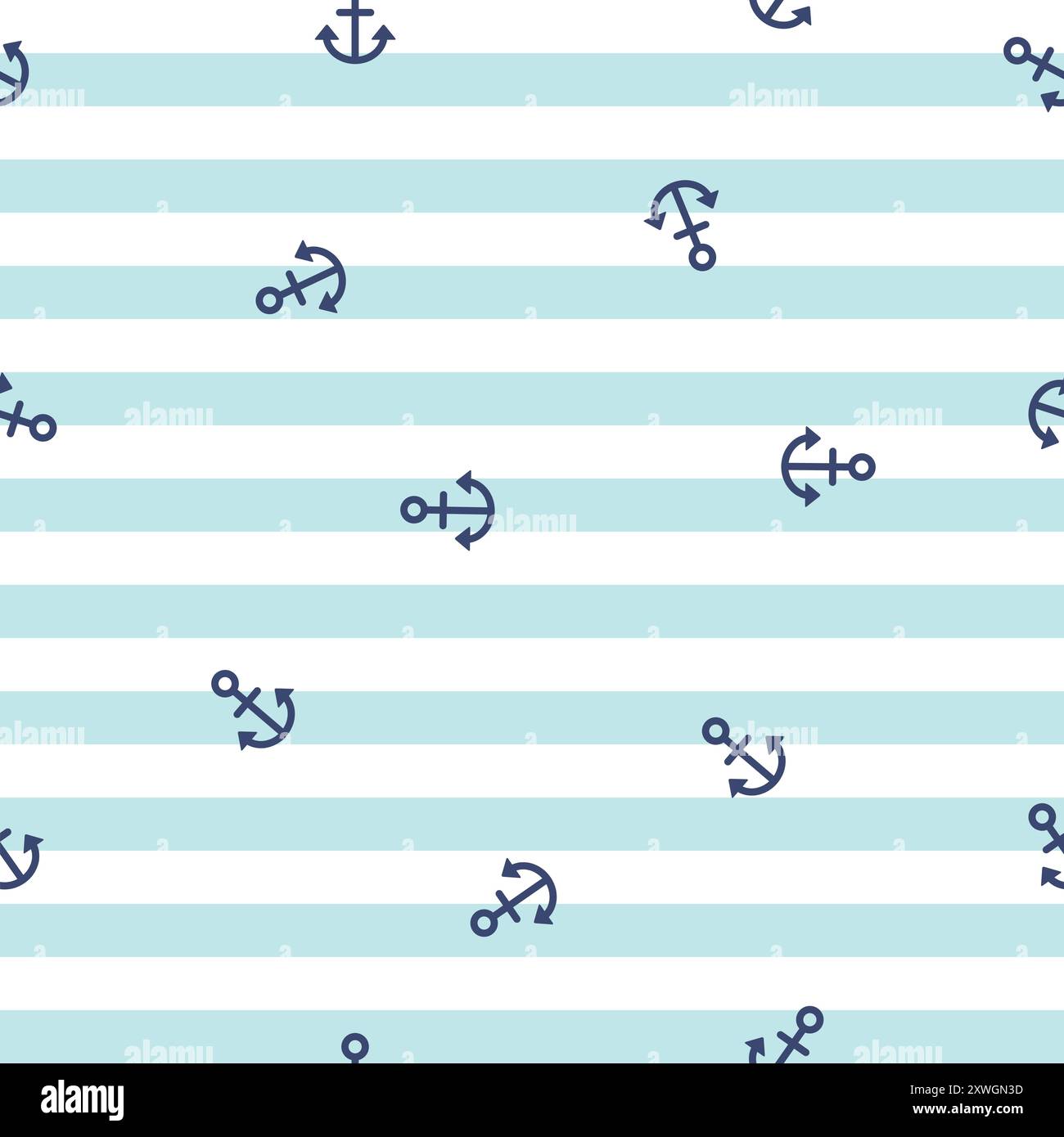 Seamless anchor pattern on navy white and blue background Stock Vector