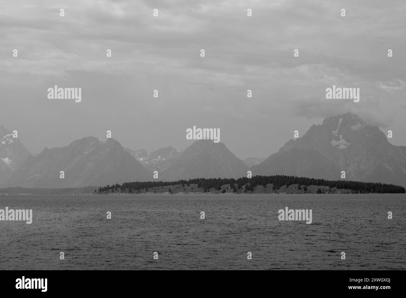 Colter Bay in Black and White Stock Photo