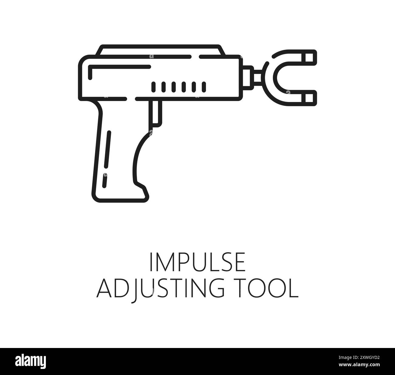 Chiropractic medicine line icon of impulse adjusting tool for spine ...