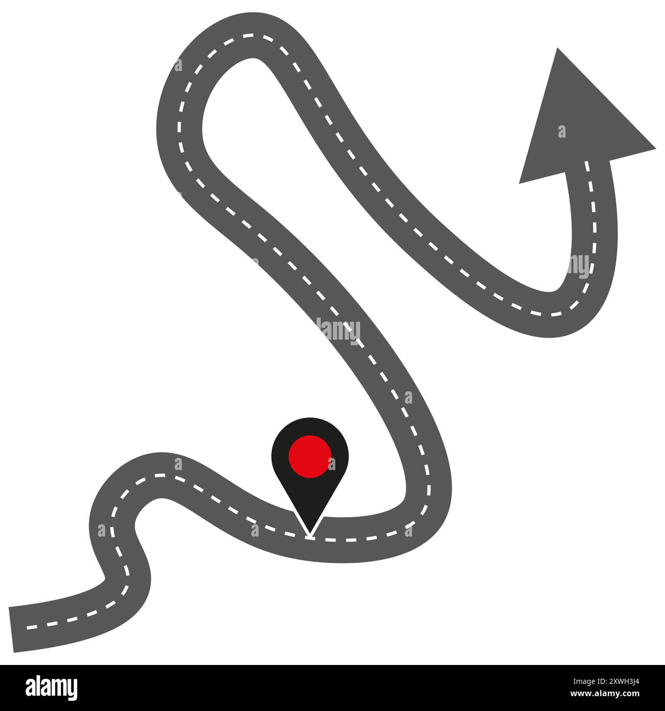 Roadmap icon. Curved path with location pin. Navigation symbol. Vector ...