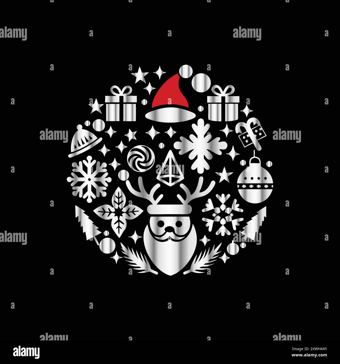 Merry Christmas and Happy New Year Greeting Card. Vector illustration ...