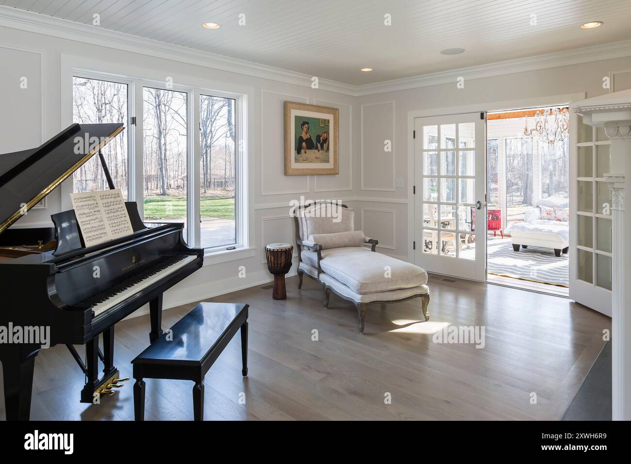 Fresh Look at Music Room With Grand Piano And Upscale Look With Wall