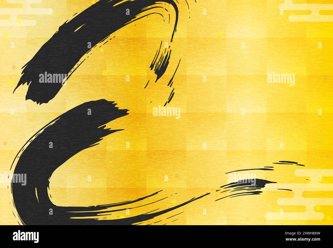 2025 Year of the Snake Japanese style New Year's card, "Snake" in brush ...