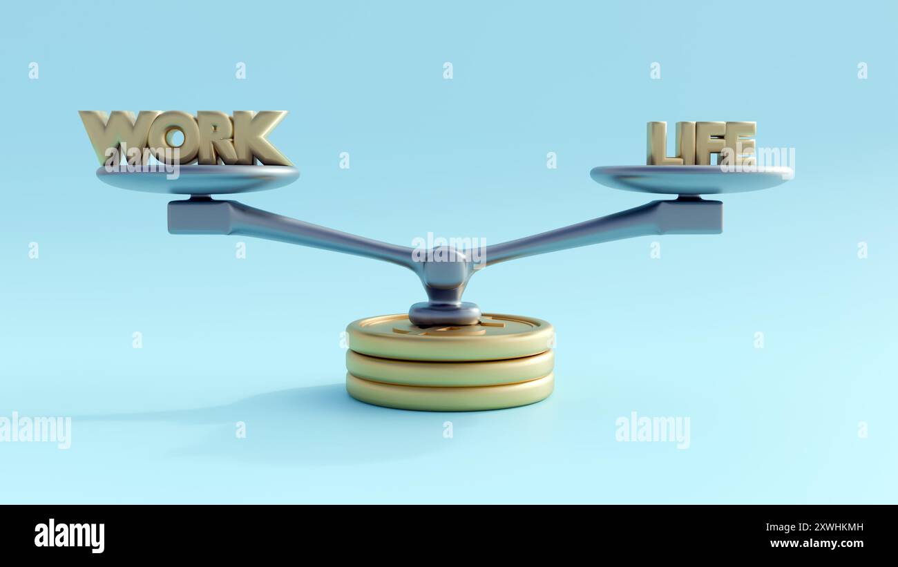 3d rendering depicts work-life balance struggle, with money influencing ...