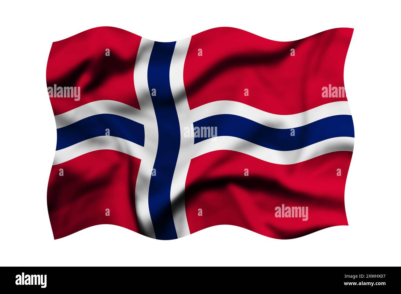 Waving the flag of Norway on a white background. 3d rendering. Clipping ...