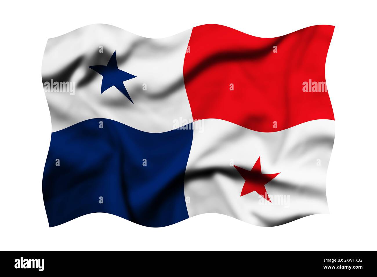 Waving the flag of Panama on a white background. 3d rendering. Clipping Path Included Stock Photo