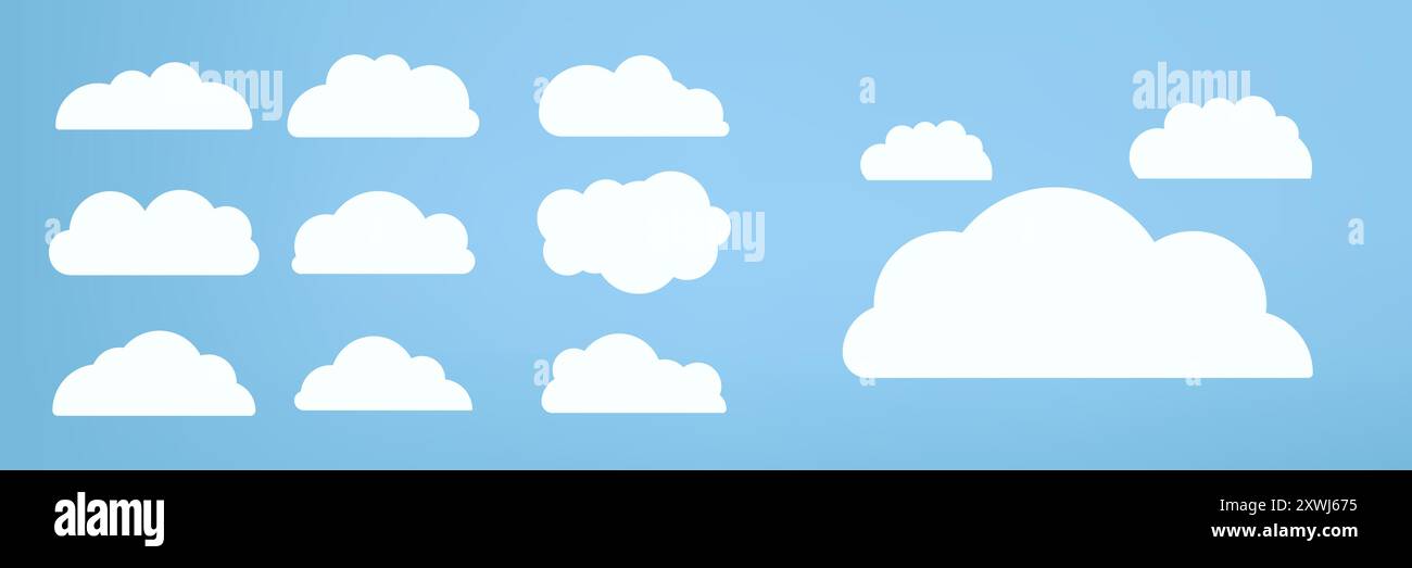 Group of white clouds object used in cloud concepts, clouds element, clouds object, clouds caroon style designs Stock Vector