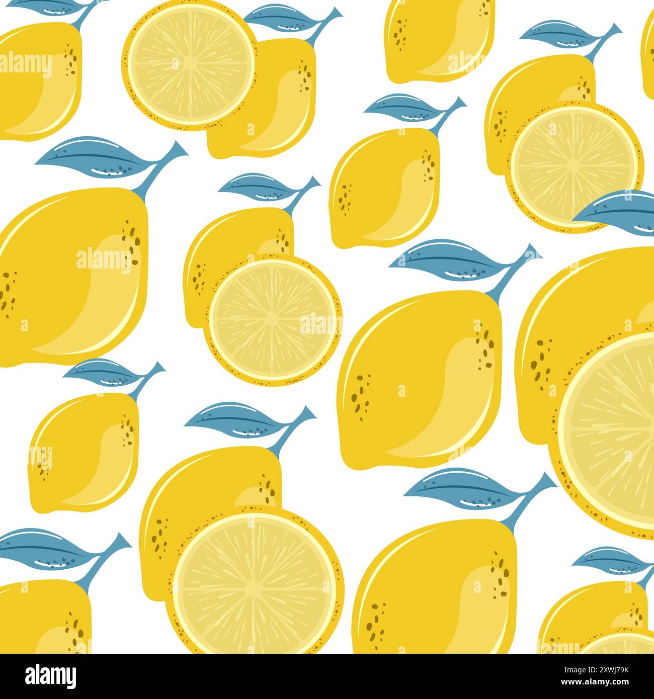 A Lemons Seamless pattern, background and Tropical seamless lemons pattern with yellow lemons. Fruit repeated background Stock Vector