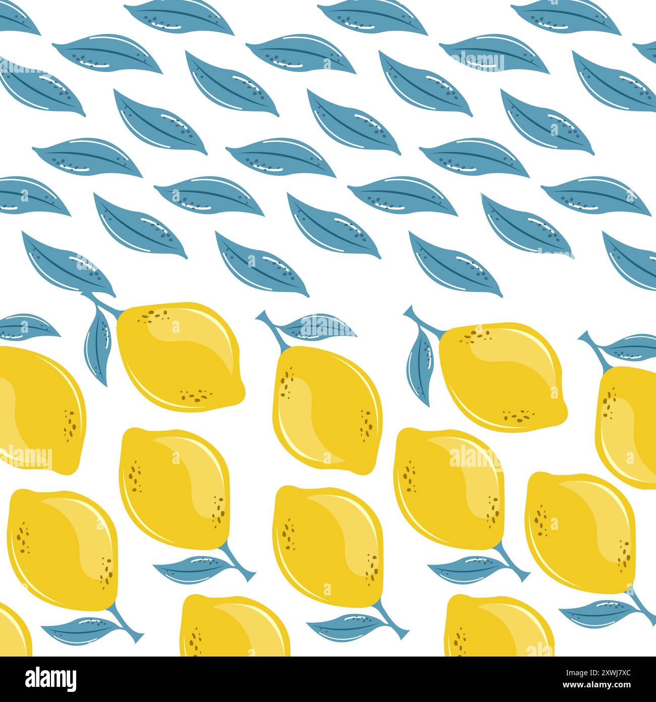 Lemons Seamless pattern and Tropical seamless pattern with yellow lemons. Fruit repeated background Stock Vector