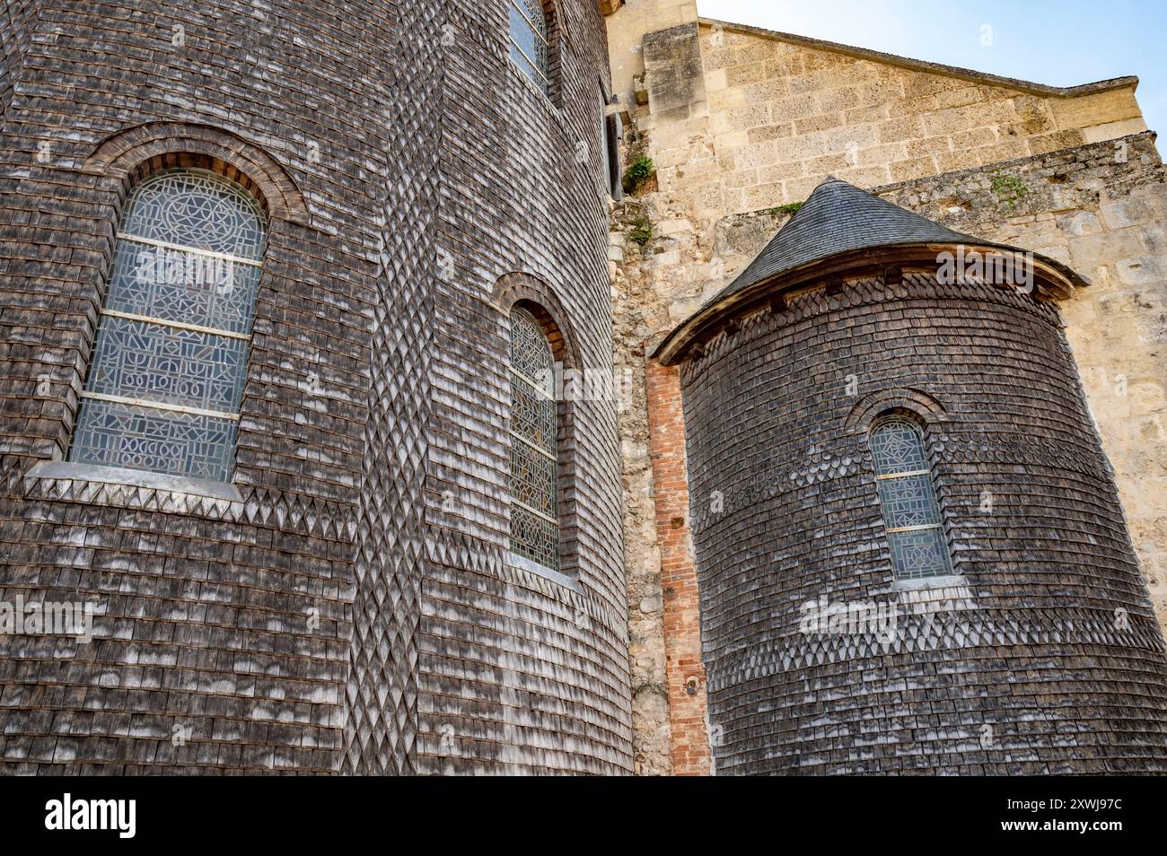 Typical Feature Wooden panelling on the choir's façade of the abbey church of Bernay, a ...