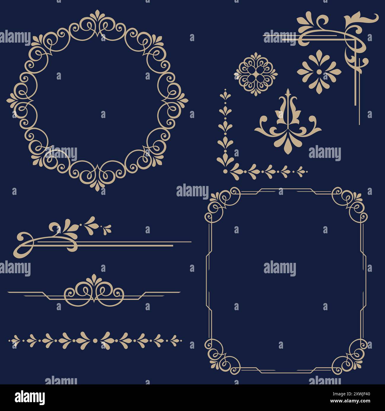 Vintage Set. Floral elements for design monograms, invitations, frames ...