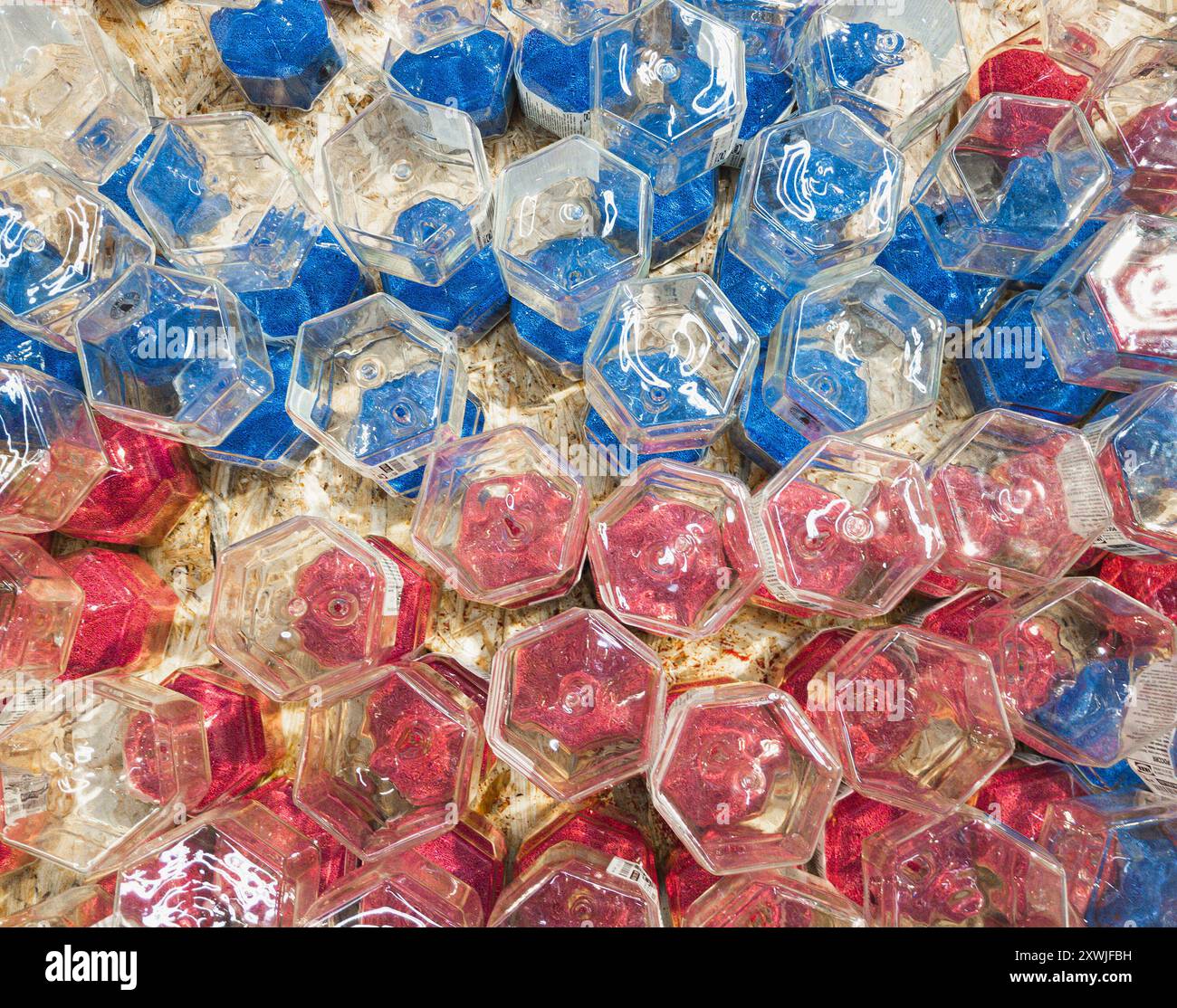 colored dry paints or powder in containers Stock Photo