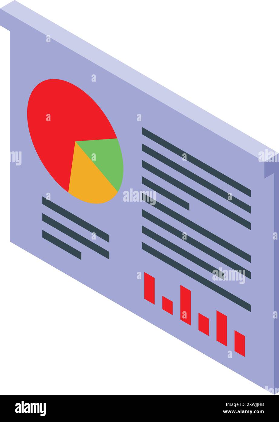 Business chart is displaying market analysis, featuring a pie chart and graph Stock Vector