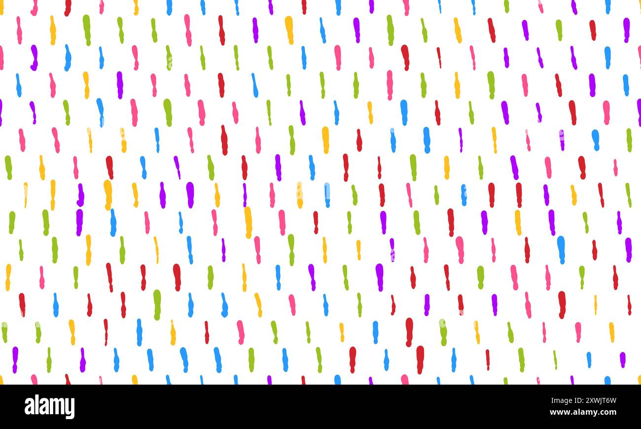 Colorful simple small dash seamless pattern on white background. Stock Vector