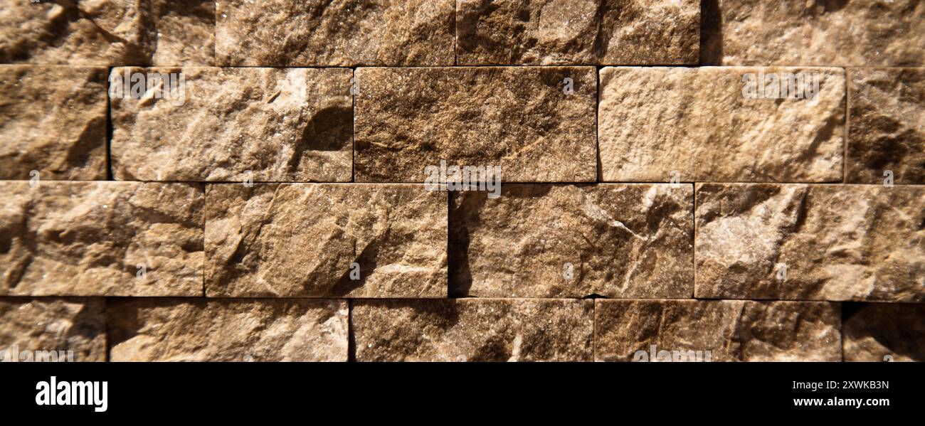 Rectangular cut out beige organic marble wall texture background can be, tile seamless lined up Stock Photo
