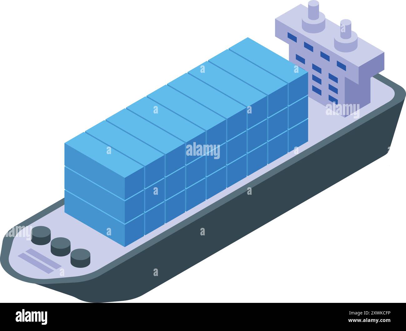 Cargo ship carrying container delivering isometric view isolated on ...
