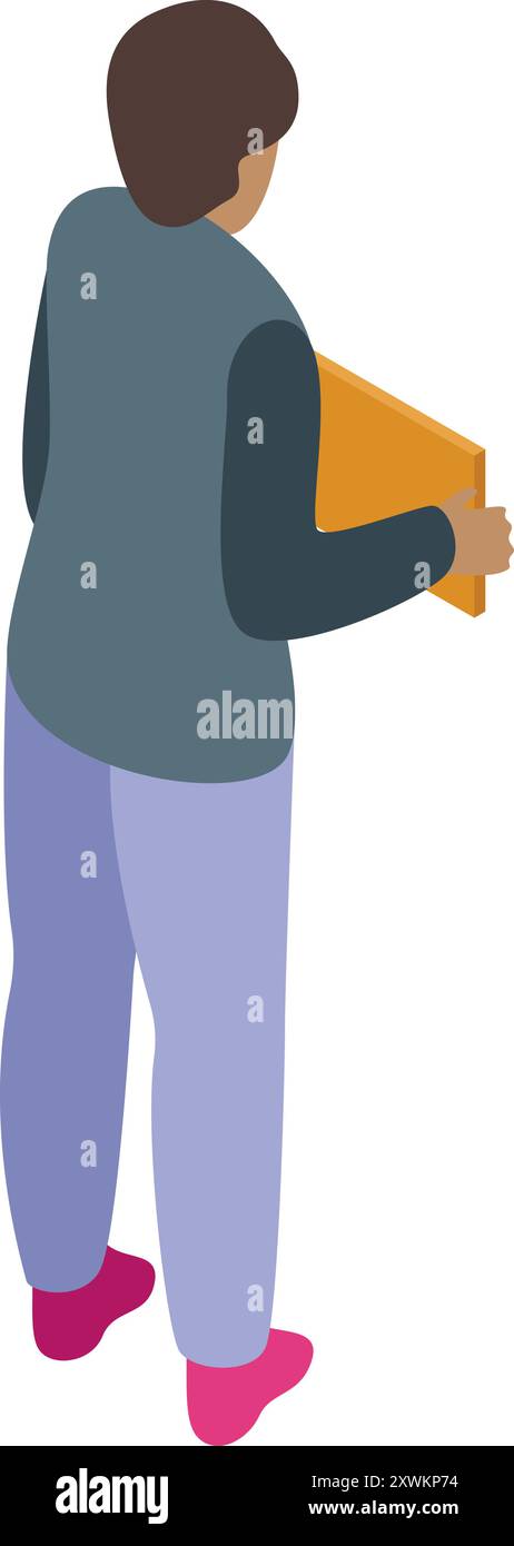 Office worker is carrying a folder isometric icon vector illustration Stock Vector