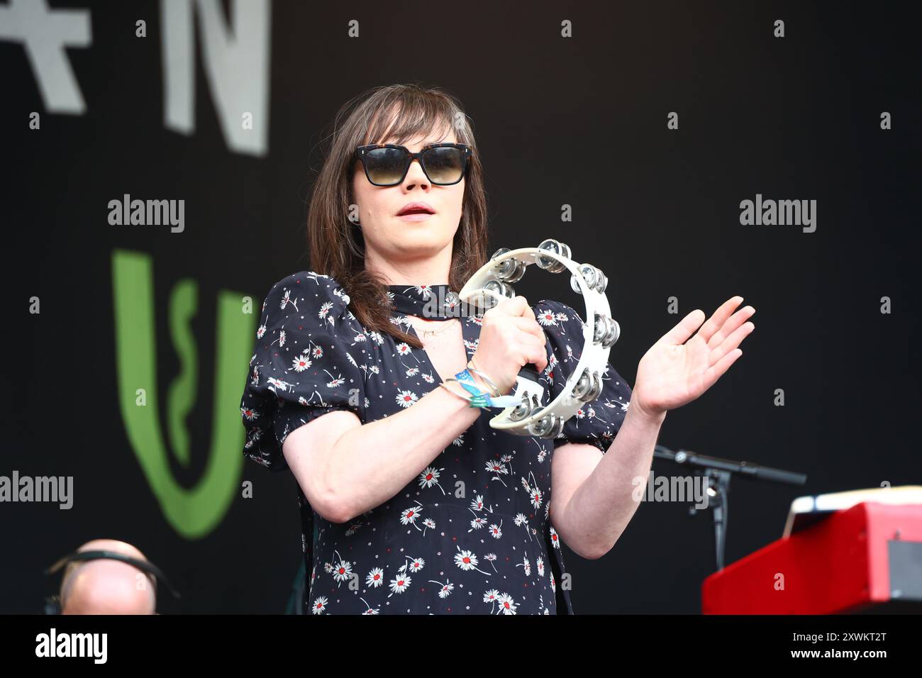 Green Man Festival, Brecon Beacons, Wales, UK. 17th Aug, 2024. The Waeve at Green Man Festival. Pictured: Singer, vocalist, keyboards, percussion, tambourine Rose Elinor Dougall. Credit: nidpor/EMPICS/17�Թ����� Live News Stock Photo