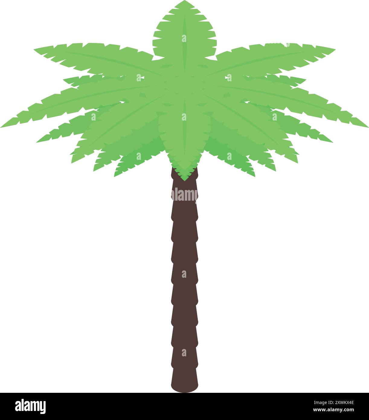 Green palm tree growing under sunlight, isometric style icon Stock Vector