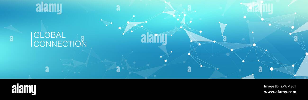 Abstract tech network connection dots. Digital technology and big data ...