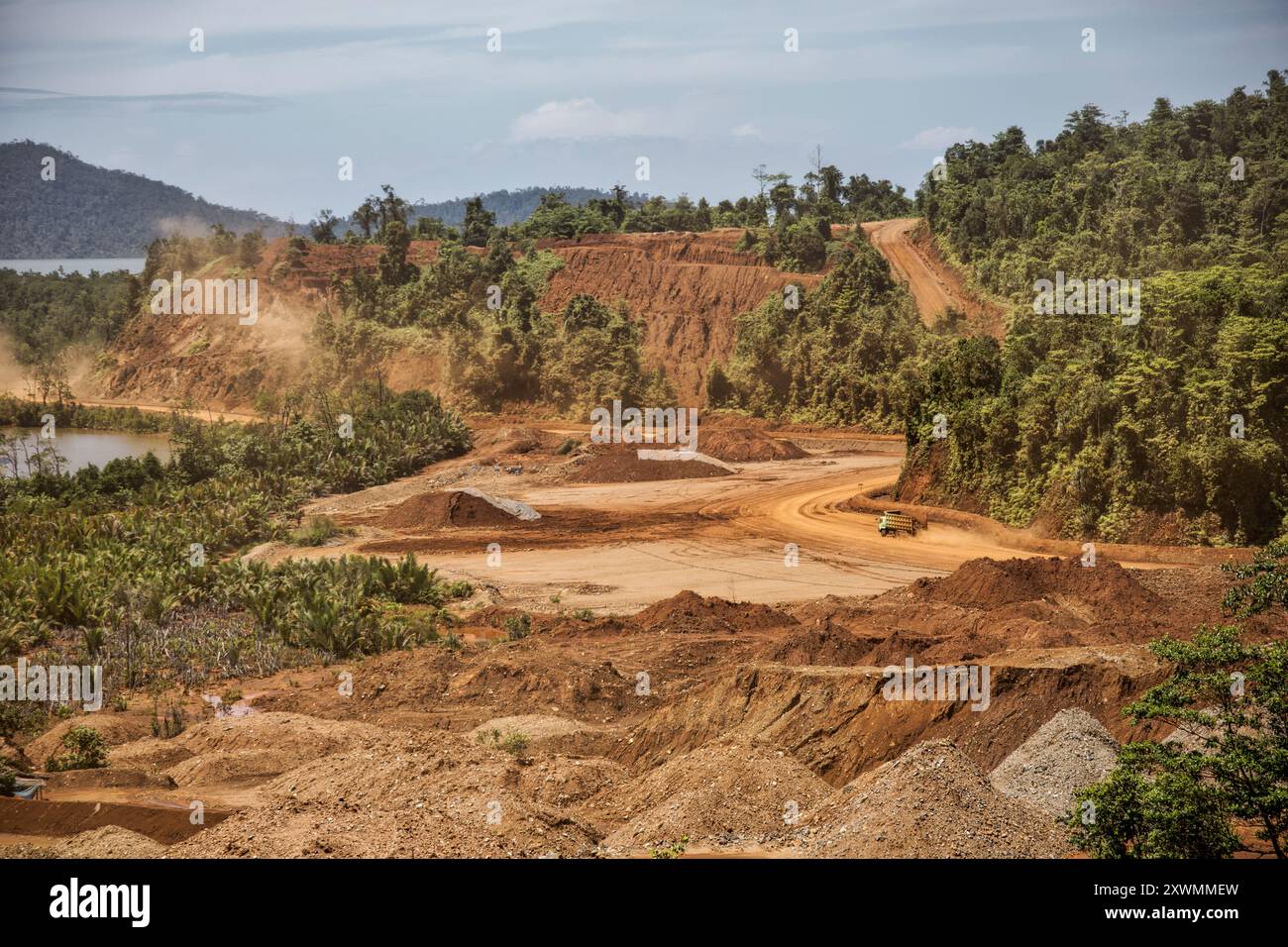 Nickel extraction, Mining in Labengki, Sulawesi, Indonesia, Asia Stock Photo