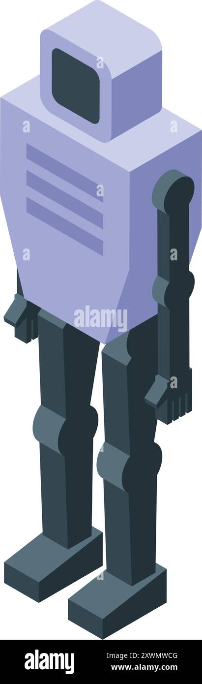 Modern robot standing is showing artificial intelligence technology, isolated on white background Stock Vector