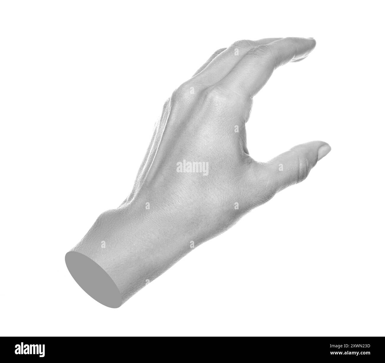 Hand shows virtual holding something isolated on a transparent ...