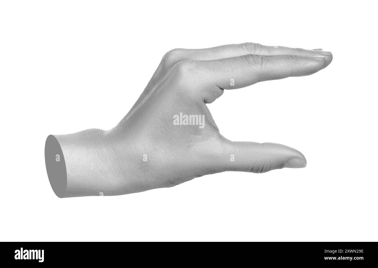 Hand shows virtual holding something isolated on a transparent ...